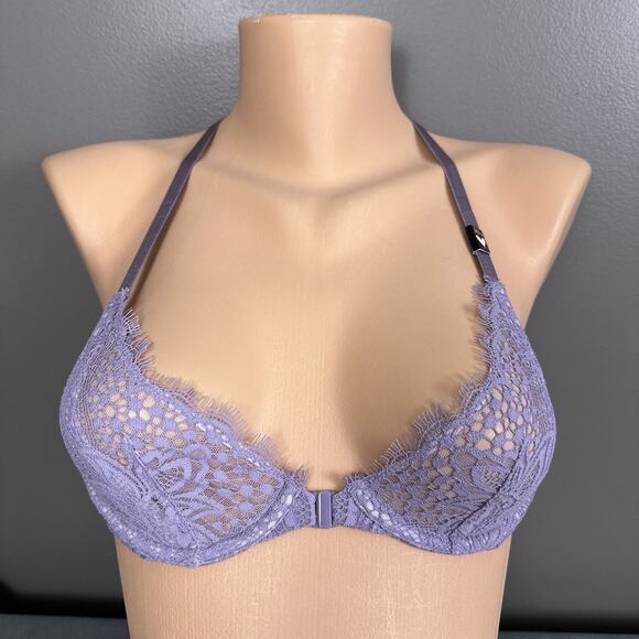 New Victoria’s Secret Very Sexy Unlined Plunge Bra 30A Purple Pearl Racerback - Picture 3 of 8